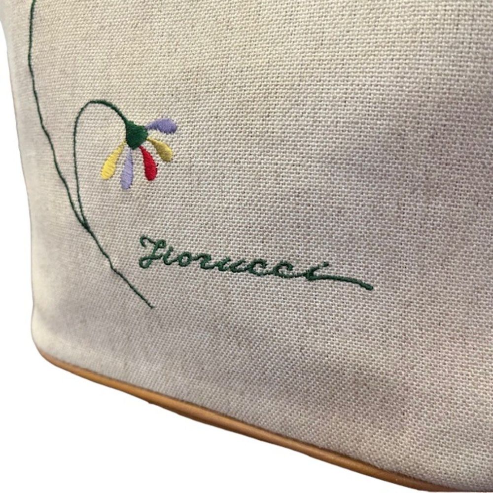 Fiorucci Beige Canvas Tote with Orange Satin Drawstring Top - Picture 3 of 12